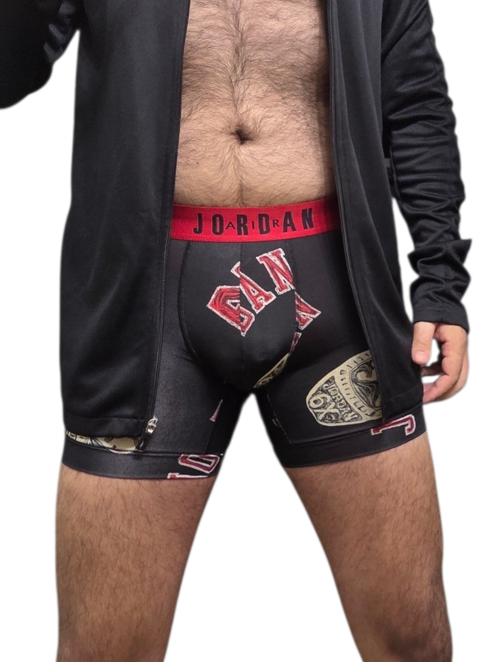 New Jordan Black Boxer Briefs with Red Waistband and Cream Accents Size M
